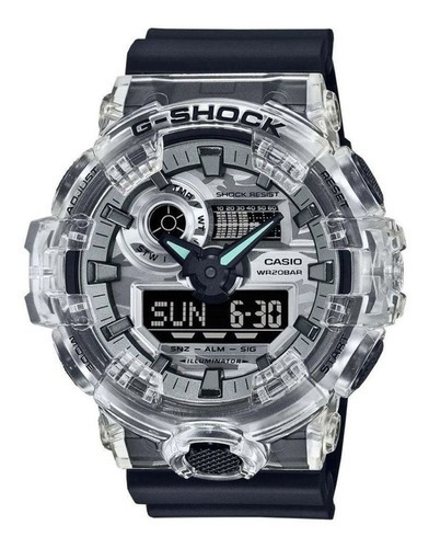 Relógio Casio G-shock Ga-700skc-1adr *camuflado Correia Preto Bisel Transparente Fundo Branco