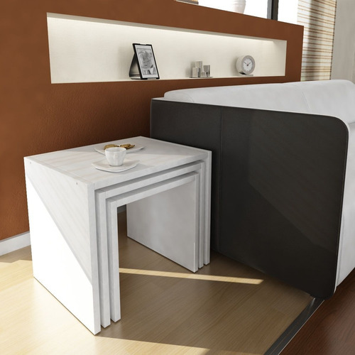 Imagen 6 de 6 de Mesa De Centro / Auxiliar 3x1 Ref Trio Lacado Poliuretano