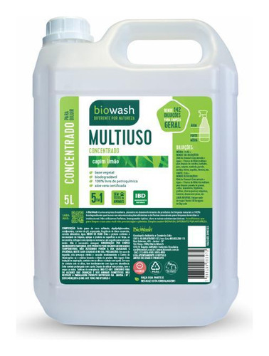 Kit 2 Multiuso Concentrado Capim Limão Biowash 5l