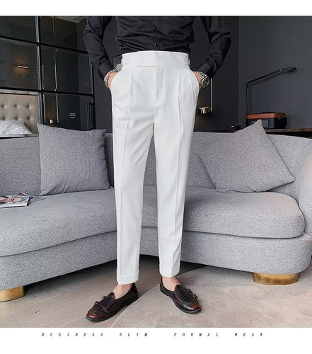 Pantalon De Vestir Vintage Formal Slim Fit Para Hombre