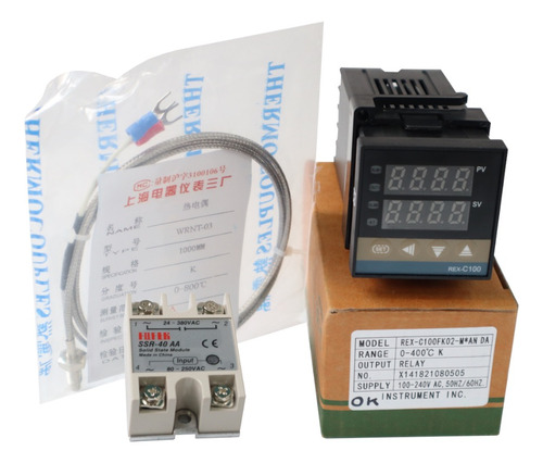 Kit Controlador De Temperatura Pid Rex C100 Salida Relay 40a