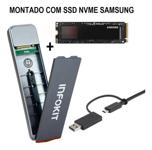 Ssd Externo Portátil 2tb Interface Usb-c Gen 2 Fat32 Pronto P/ Rádio Super-speed