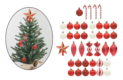 Juego De 40 Adornos De Bolas De Navidad, Adornos Rojo