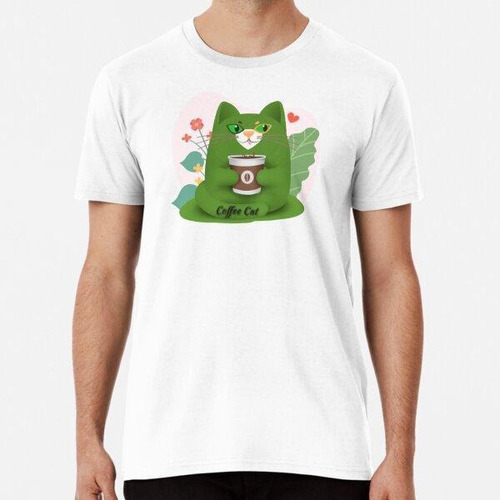 Remera Coffee Cat #121, Green Body, Burmilla Kitty Face Algo