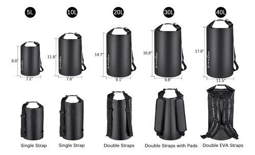 Bolsa Impermeable 40l/30l/20l/10l/5l Para Kayak Y Navegación