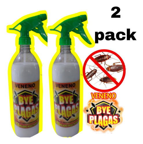 2 Pack Veneno Para Cucarachas Bye Plagas Efectivo
