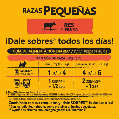 Imagen 6 de 8 de Alimento Pedigree En Salsa Razas Pequeñas para perro adulto de raza pequeña sabor carne en sobre de 100g