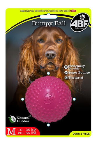 Juguete P/ Perro Pelota De Hule Natural Bumpy Ball Marca 4bf Color Rosa