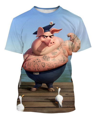 Camiseta De Manga Corta Estampada De Cerdo Divertida 3d