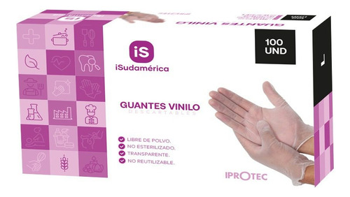 Guantes De Vinilo Desc., Pqt X 5 Cajas 100 Und