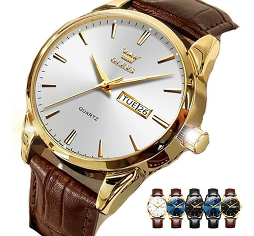 Reloj De Cuero Luminoso Informal De Moda Para Hombre