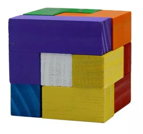 Cubo Madeira Encaixe Quebra Cabeça Puzzle Tetris Wood Rubiks