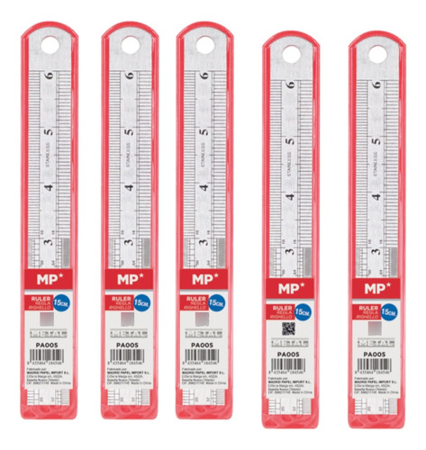 5 Paquetes De Ahorros De Regla Metálica De Acero Inoxidable 