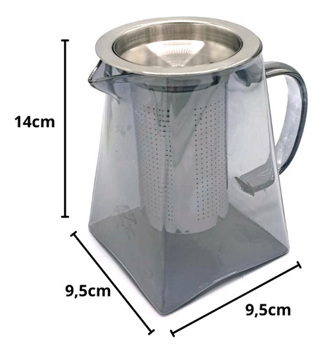Tetera Piramidal De Vidrio Mediana Con Infusor Acero Inox