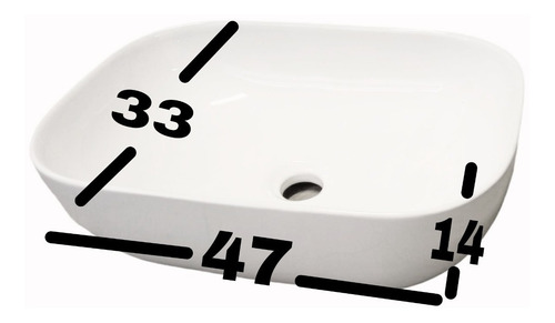 Imagen 5 de 5 de Bacha De Apoyo Blanca De Loza 46 X 33cm Porcelana Sanitaria