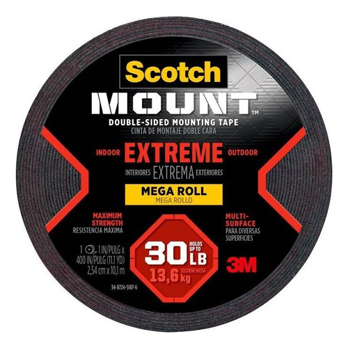 Cinta De Montaje Extrema Scotch 2,5 Cm X 10 Metros Paredes