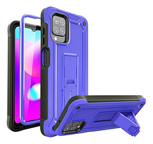 Funda Para Galaxy A12 Morado Dual Layer (plastico Y Silicon)
