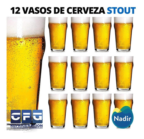 Vaso Vidrio Cerveza Pinta Stout 473 Ml Nadir Cod 7051 X 12