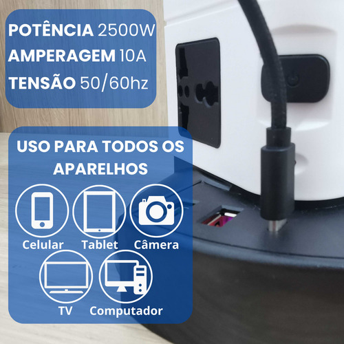 Torre De Tomada Multiplug 12 Tomadas Usb E Tipo-c 10a Bivolt