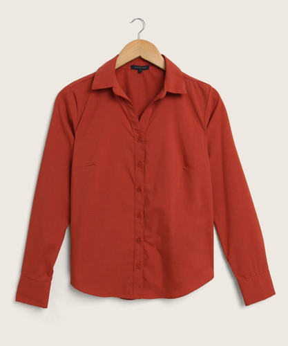 Camisa Mujer Patprimo M/l Rojo Algodón 30010487-3532