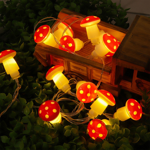 Luzes Decorativas M 5 Pés 10 Led Mushrooms String Cute Mushr
