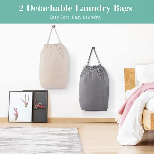 Cesta De Lavandera De 80 Litros Con Bolsas Extrables, Cesta