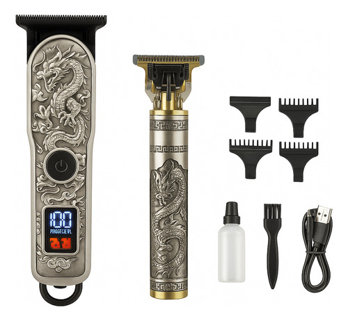 Set Profesional Cortadora Pelo Barba Peine Para Degradar Dorado