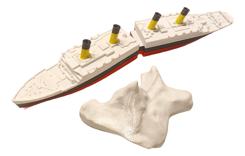 Titanic Juguete 30cm 2 Partes Encastrables + Iceberg (flota) Amarillo