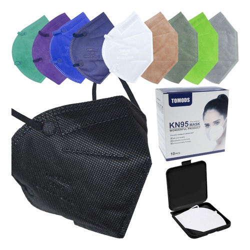 10 Cubrebocas Kn95 Tomods Certificado Con 4 Capas De Protección Para Adulto. Mascarilla Fabricada En Polipropileno, Algodón Y Elástico, Desechables.