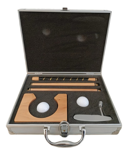 Set De Golf Oficina Maletín Metálico Derecha Madera