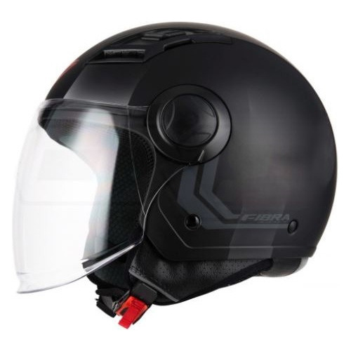 Casco Moto Abierto Fibra By Nzi Mega Jet Visor Negro Opaco