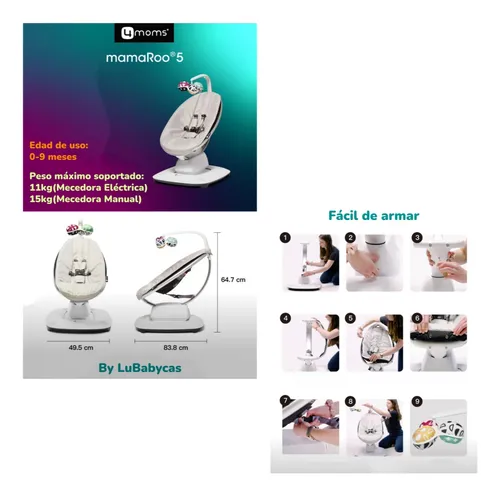 Mecedora Eléctrica Con Melodías Bluetooth 4 Moms Lubabycas
