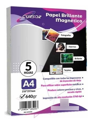 Pack 20hjs Papel Fotog Glossy Magnético Imán A4 Enviogratsx2