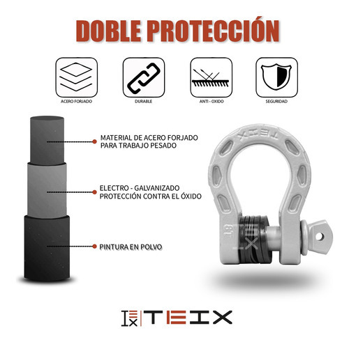 Mega Grillete Con Perno Reforzado Teix Off Road Medida 3/4