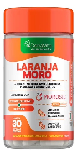 Laranja Moro Morosil + Cromo + Café Verde - Denavita Sabor Extrat...