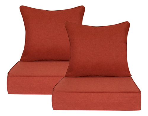 Suncula Juego De 2 Cojines De Asiento Profundo Para Rojo Rubí Diseño De La Tela