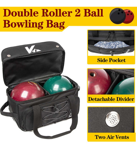 Kioqiear Bolsa De Bolos De Doble Rodillo Con 2 Bolas Con Nombre Del Diseño