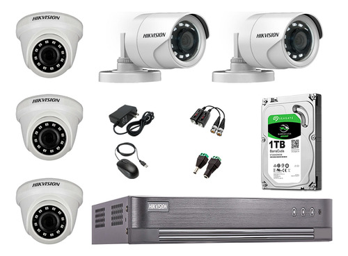 Kit 5 Camaras De Seguridad Hikvision Hd Completo P2p