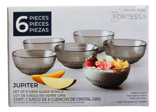 Juegos De 6 Tazones Bowls Cristal Transparente Resistentes Cristal Oscuro