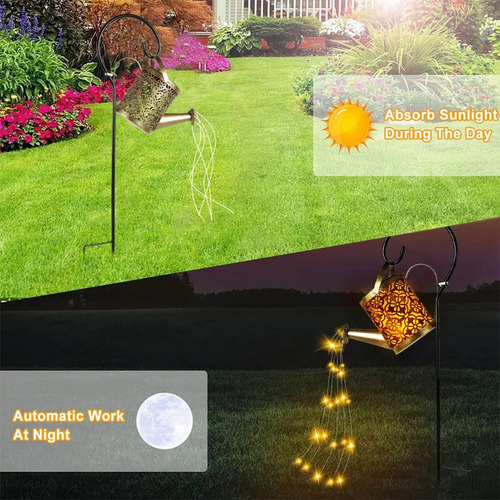 Una Regadera Solar Ilumina 36 Guirnaldas De Luces Led