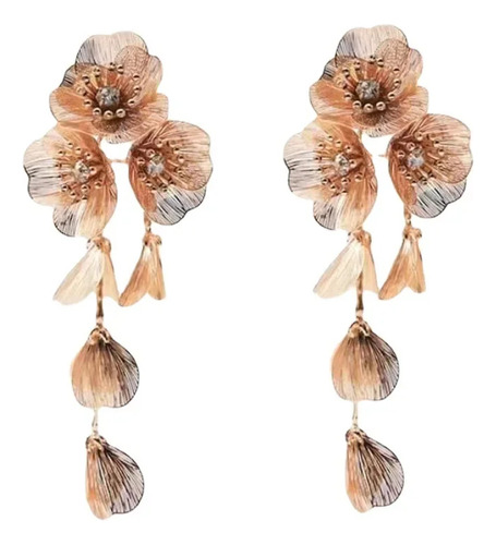Pendientes Colgantes Largos Con Flecos De Flores Para Mujer,
