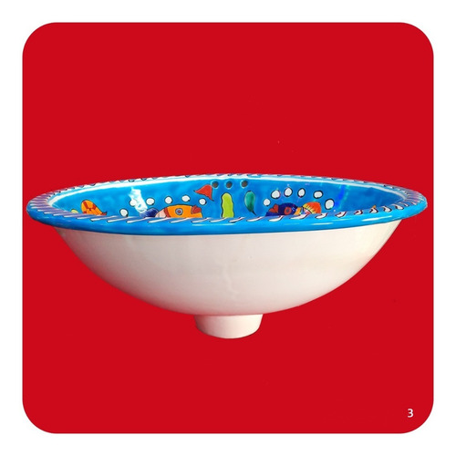 Imagen 2 de 3 de Lavabo Grande Color Cerámica Tipo Talavera 44x36x17 Cm M19