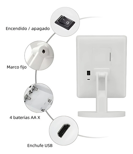 Espejo Maquillaje Luz Led Portátil Personal Base Mesa 360°