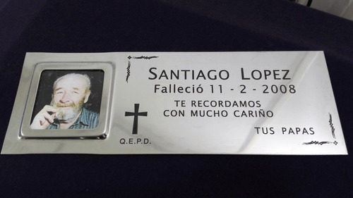 Placa Recordatoria Con Foto Para Cementerio Cromada