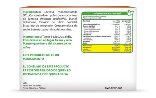Imagen 2 de 3 de Enfo-k (luteina-zeaxantina-astaxantina) 30 Caps Oferta