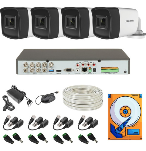 Kit Circuito Cerrado 8ch 4 Cámaras 5mp 100mts Utp 1tb