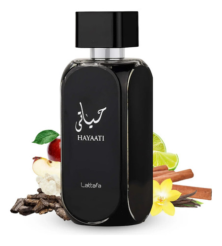 Perfume Hayaati Black Lattafa 100ml Aroma Fresco Amaderado