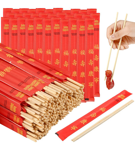 Palillos De Bambu Desechables Con Mangas Y Separados, Palill