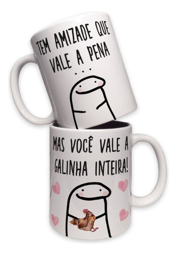 Caneca Flork Meme Amizade Que Vale A Pena Porcelana 325ml