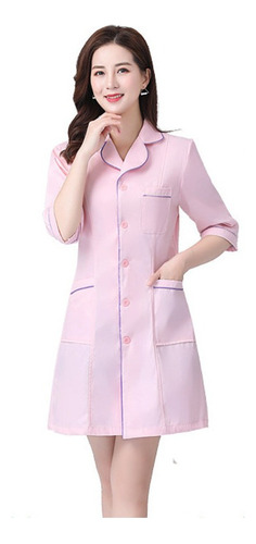 Bata Medica Mujer Solapa Manga 1/2 Uniforme De Doctor